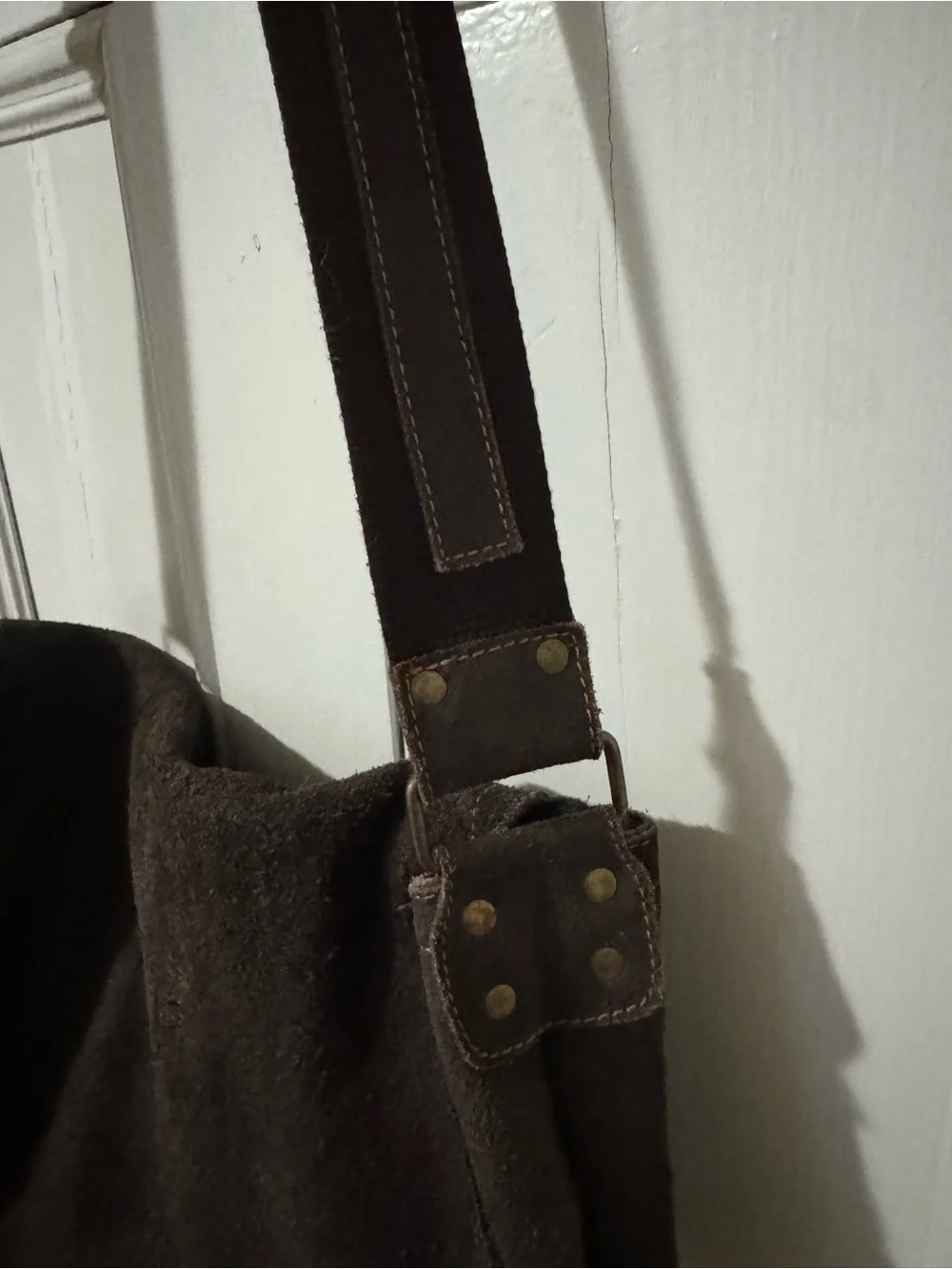 David King Boston Brown Suede Leather Large Messenger Bag